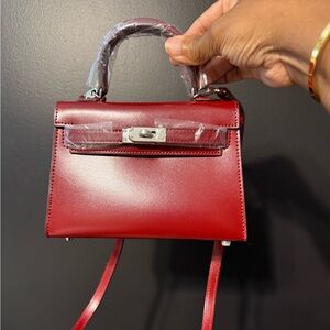 Elegant Red Smooth Box Leather Mini Bag